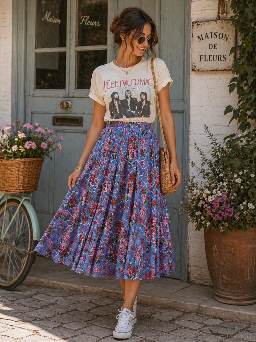 Vintage Leslie Fay Spring Floral Pastel Pleated Pull On Skirt Size 12 Petite